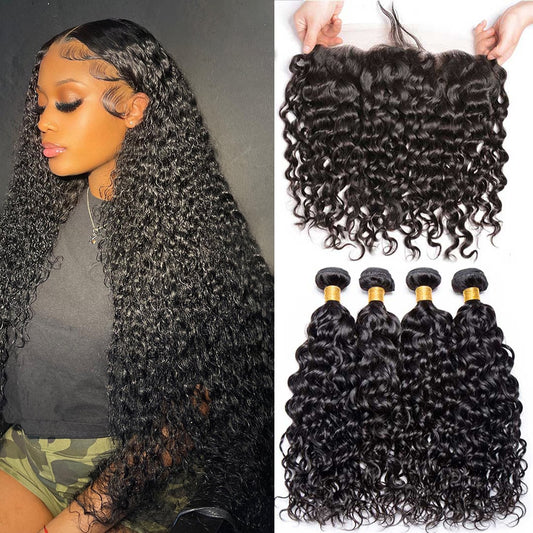 'Dominica' Water Wave Bundles With Frontal Closure