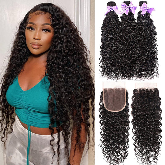 'Dominica' Water Wave Bundles With Closure